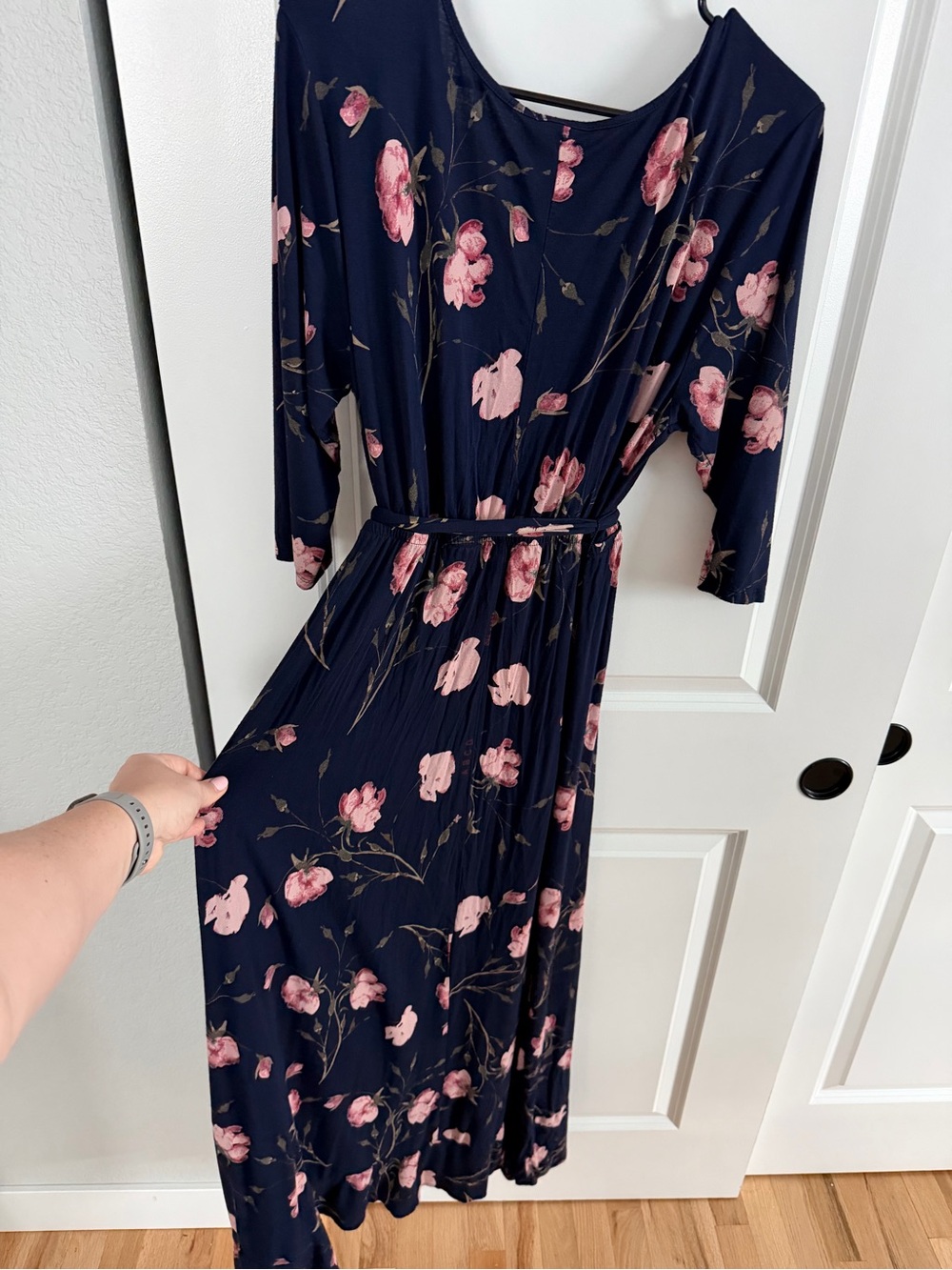 Isabel Maternity by Ingrid & Isabel Navy Maxi Dress with Pink Floral Print - Picture 8 of 14